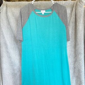 LuLaRoe Teal and Gray dress